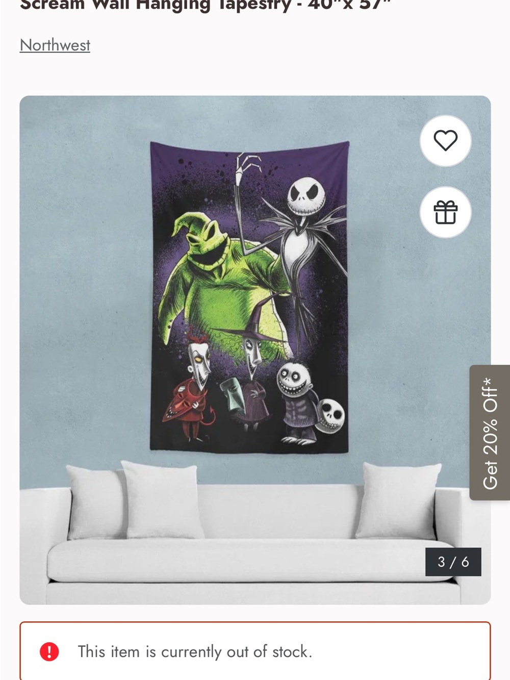The nightmare before Christmas tapestry wall hanging 57 by 40 inches